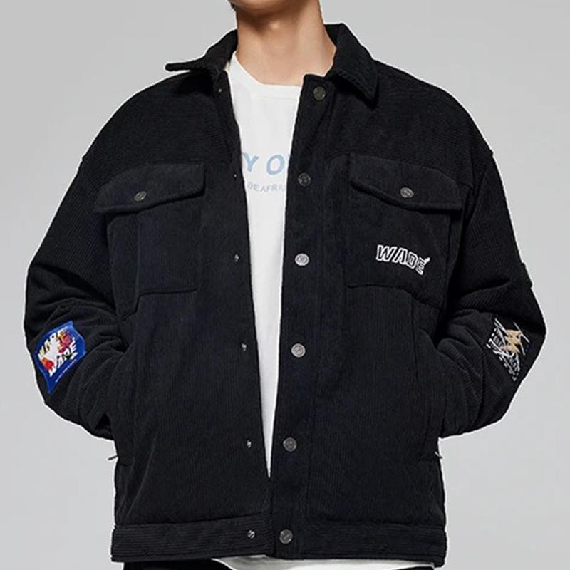 Li Ning Wade Series Logo Pattern Single-Breasted Polo Jacket Unisex Jacket Black AJMS153-1