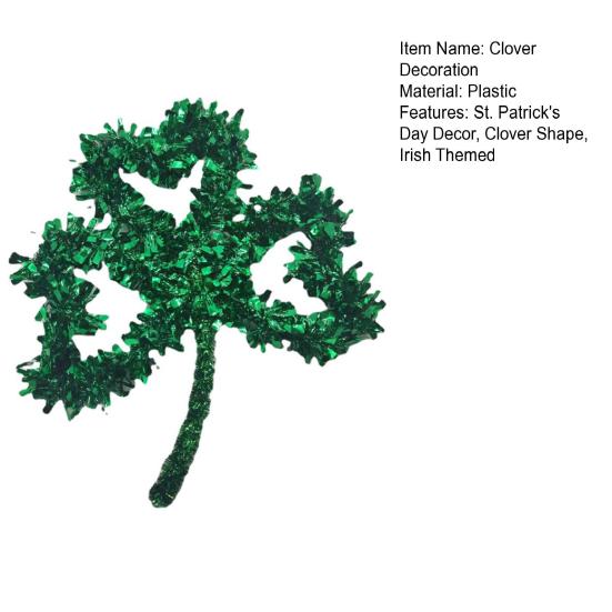 Венок из клевера и мишуры. Украшение ко Дню Святого Патрика, счастливый клевер, дверная гирлянда для праздничных стен, каминной полки, праздничный декор