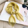Women Pleated Satin Solid Scarf Headscarf Neckerchief Square Shawl Hair Tie Band HandKerchief Satin Foulard Scarves Decorative