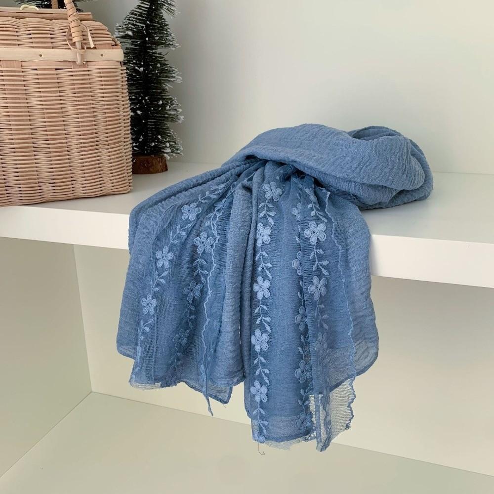 Long Thin Gauze Scarf Cotton Linen Shawl and Wrap Versatile Lace Patchwork Scarf for Women
