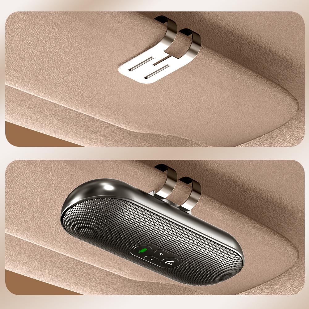 T18 Портативный Bluetooth 5.4 Handsfree Автомобильный Комплект Динамик 3 Вт Беспроводной Аудиоприемник MP3 Музыкальный Плеер Шумоподавление Клипса на Солнцезащитный Козырек