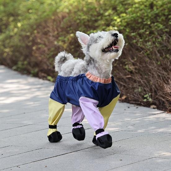 Waterproof Dog Boots with Suspender 4-Legged Dog Rain Shoes Anti-Slip Pet Paw Protector for Small