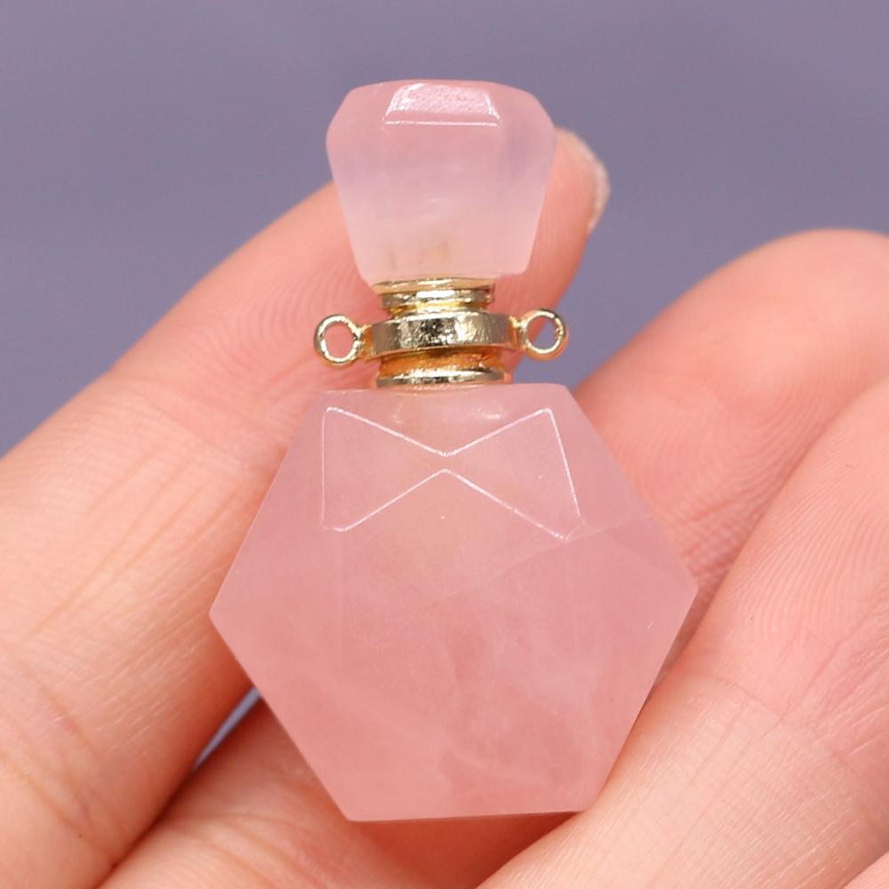 1Pc Unique Perfume Bottle Energy Natural Stone Pendant, Reiki Healing Crystal Charms for DIY Women Necklace Accessories - Jewelry Making Crafts Gifts