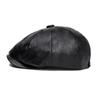 Кожаная восьмиугольная кепка мужская винтажная берет женская теплая прогрессивная кепка кепка газетчика