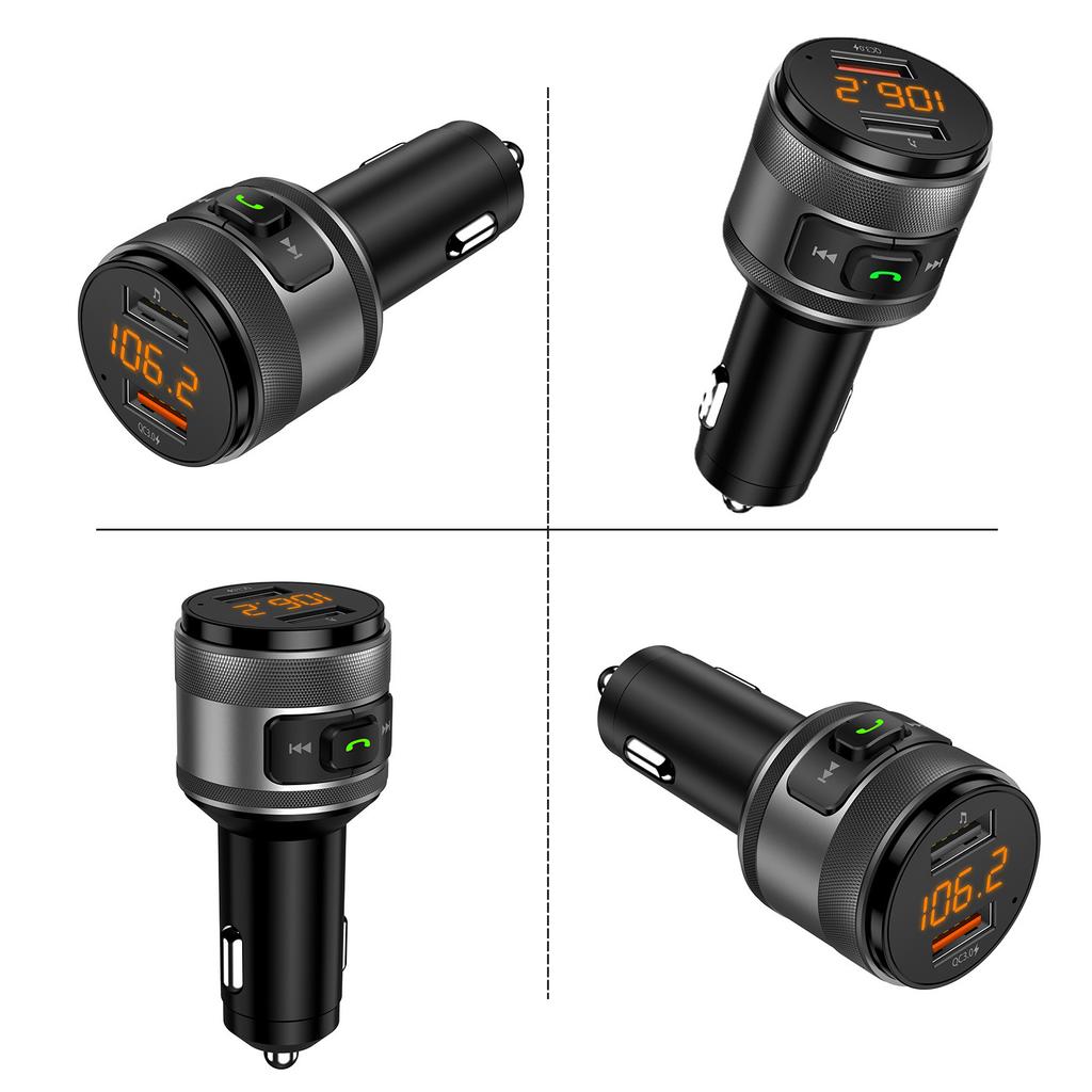 Bluetooth FM Transmitter QC3.0 Fast Charging CVC Noise Cancellation Handsfree Calling Car Music Player