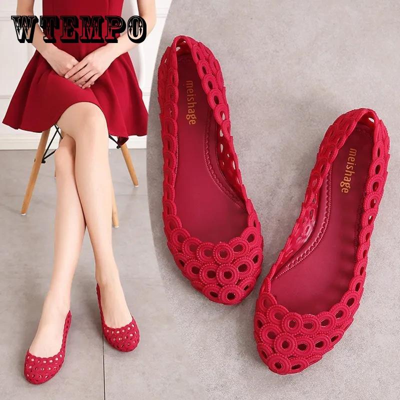 Summer Hollow Nurse Jelly Shoes Ladies Non-slip Flat Beach Shoes Mother Hole Sandals