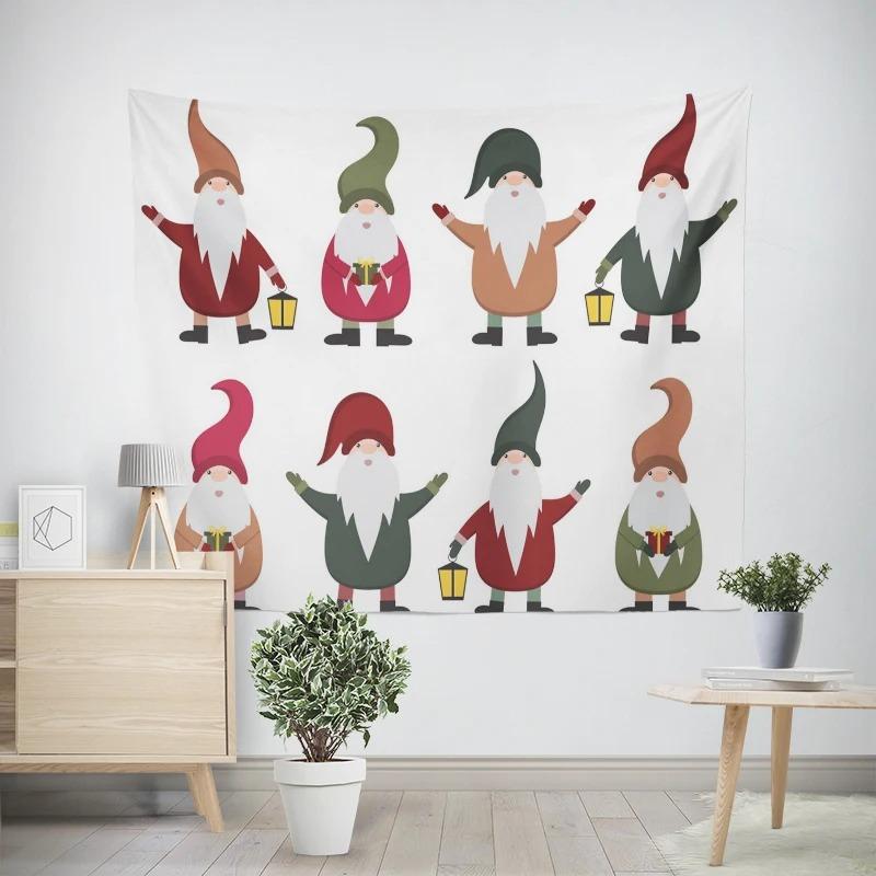Рождественский новогодний узор с изображением гнома-гнома для гостиной и спальни, декоративный гобелен