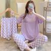 Women's Summer Three-piece Pajamas Homewear Women Short-sleeved Trousers Cartoon Leisure Women's Homewear Pajamas Set