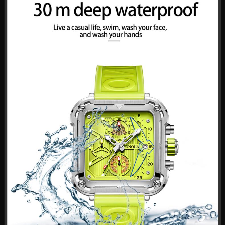 New TOP Brand Luxury Men's Watch With Box Fashionable Square Multifunctional Waterproof Men's Quartz Watches