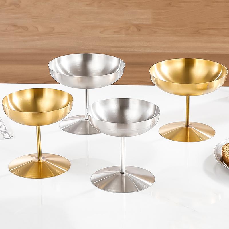 Чашка из нержавеющей стали 304, мороженое, десерт, высокие ножки, бар, винный ресторан, принадлежности