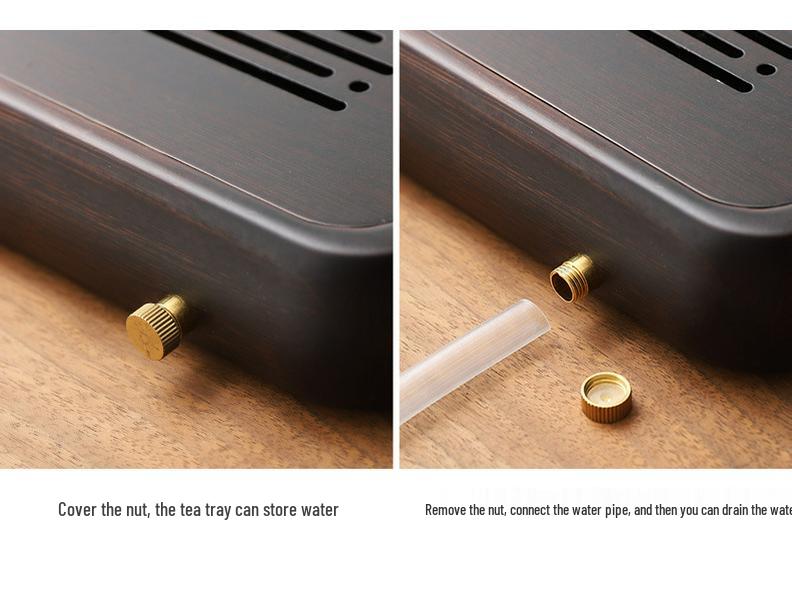 Бамбуковый чайный поднос с резервуаром для воды - Простой прямоугольный дизайн для чайных наборов