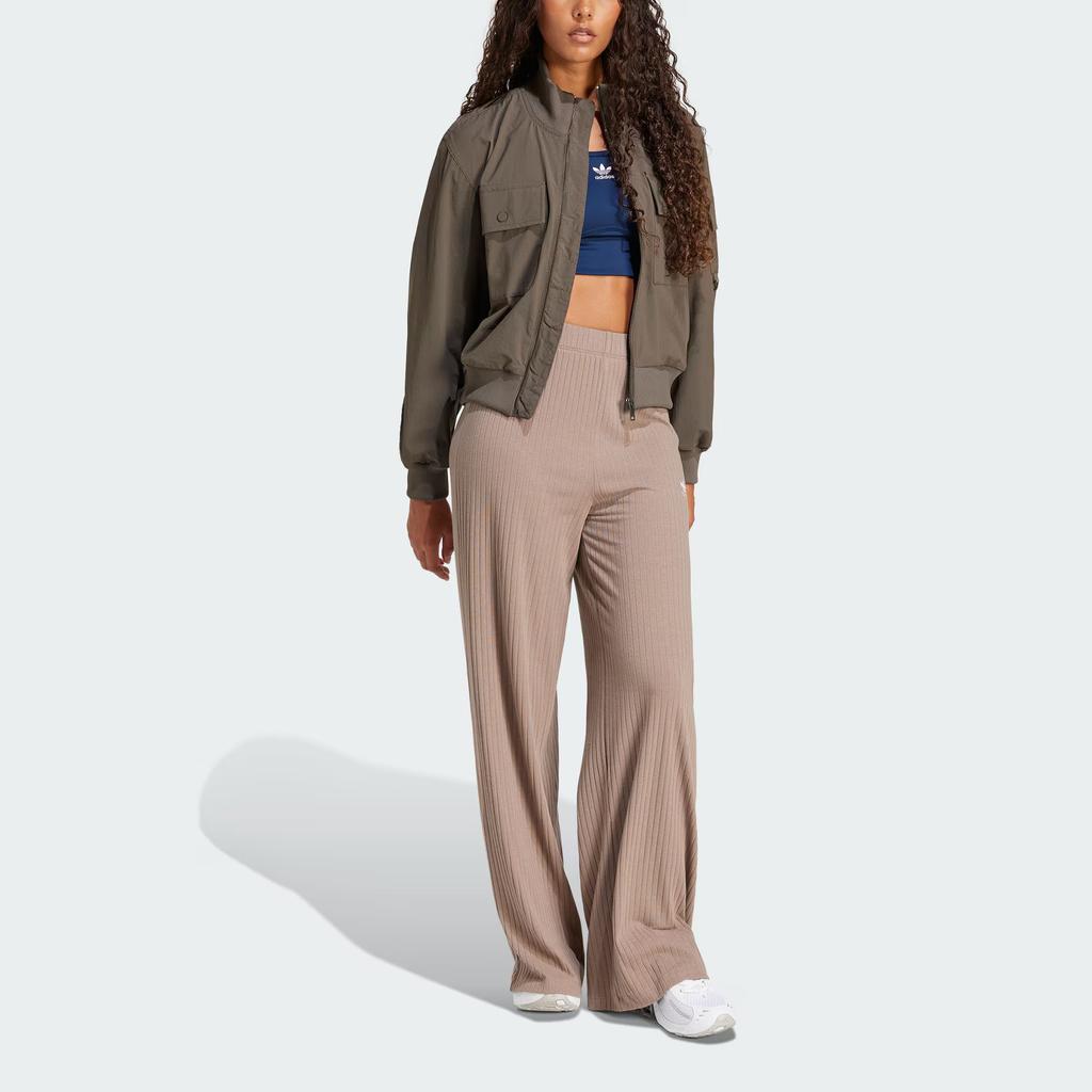 Adidas Originals P Ess Logo Stand Collar Zip Sports Pilot Jacket Women Jacket Dark-Olive-Green JD4791