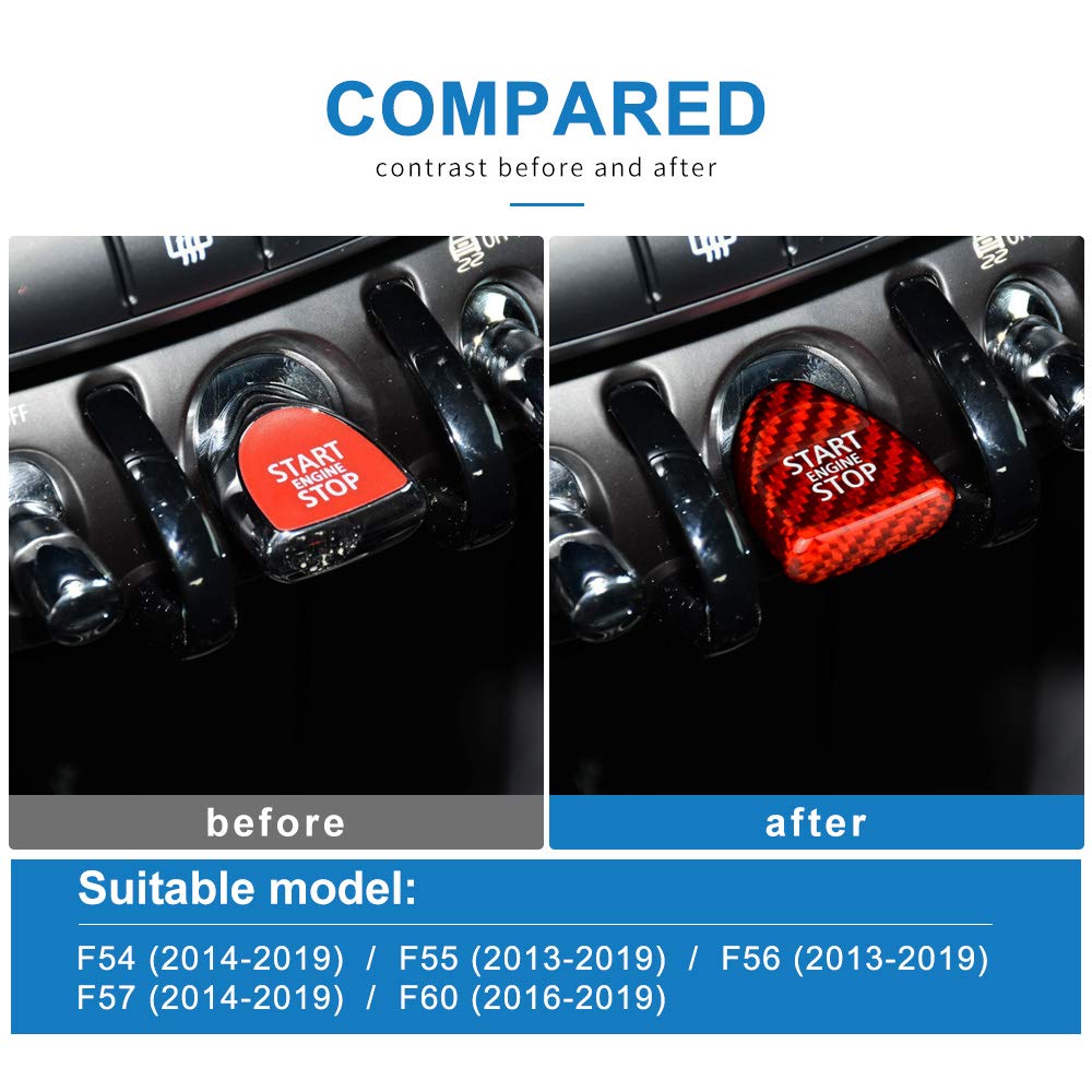 AIRSPEED Наклейка на кнопку запуска двигателя автомобиля из углеволокна Уплотнение кнопки запуска Внутренняя отделка из углеволокна Совместима с BMW MINI Mini Cooper F54F55F56F57F60 Ac
