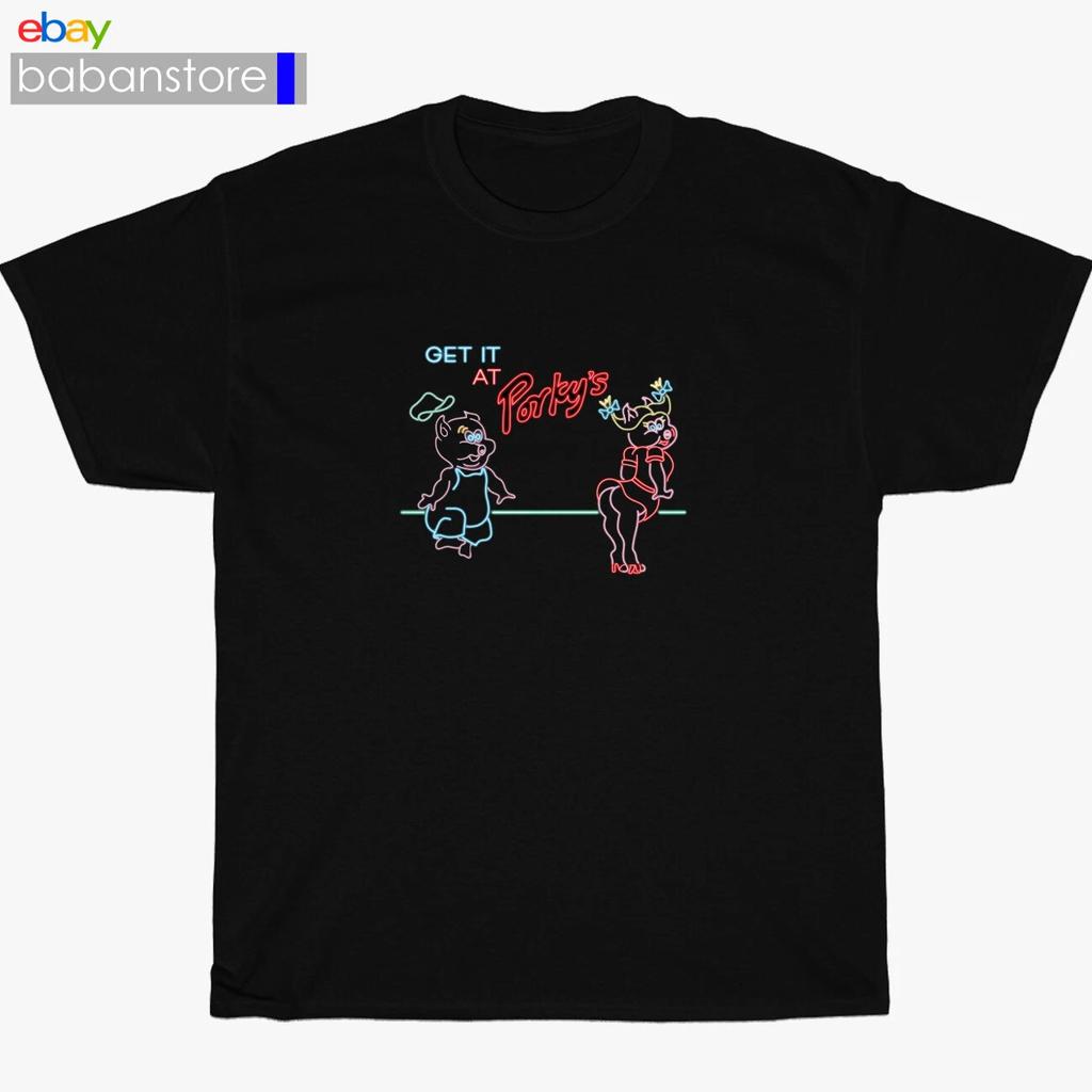 New Get It At Porky's Comedy Logo Black/White/Grey/Navy T shirt Size S-5XL