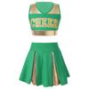 Girls Cheerleading Uniform Letter Print Tank Top with Pleated Skirt Set Cheer Leader Halloween Fancy Dress Costume