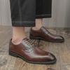 Британские мужские удобные кожаные туфли на шнуровке с заостренным носком, деловые, формальные, брендовые, дышащие, банкетные, для вечеринок, блочные кожаные туфли