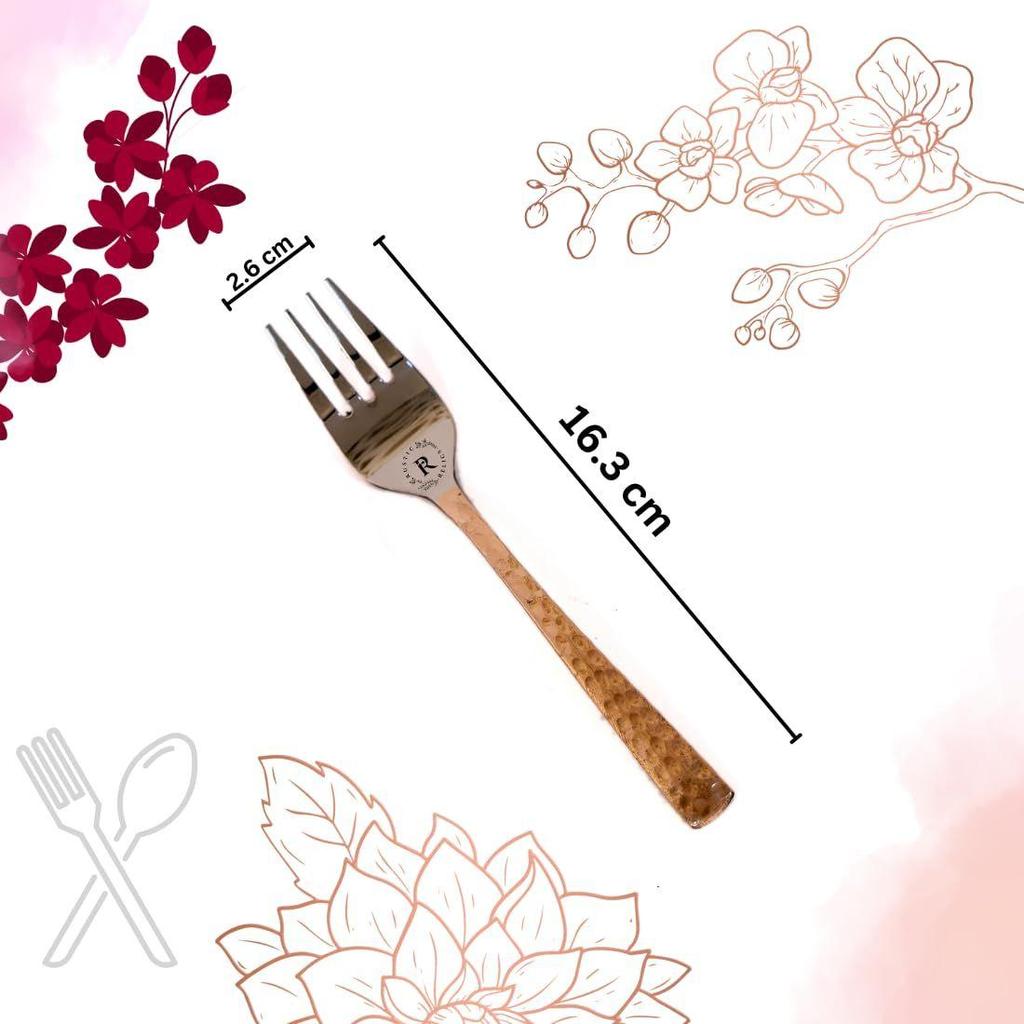 Set of 6 Copper Forks | Premium Handcrafted Flatware for Fine Dining | Rustic Copper Utensils