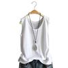 Women Vest Round Neck Buttons Decor Sleeveless Tank Tops Solid Color Loose Fit Thin Summer Tops Daily Wear