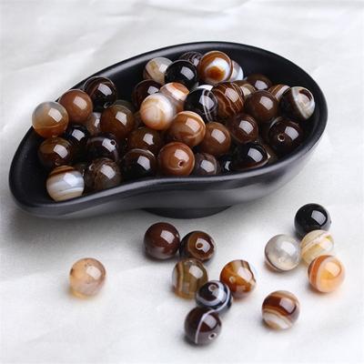 Круглые свободные агатовые бусины в полоску с кофе, размер 4, 6, 8, 10 мм, бусины-разделители для изготовления ювелирных изделий
