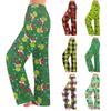 Women  Winter Pants Full Length Long Trousers Flannel Christmas Printed Pants