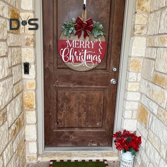 Рождественская приветственная табличка на дверь, праздничная вешалка для входной двери, украшение на венок, веселый рождественский деревянный знак, декор для домашней вечеринки