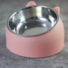 Pet Bowl Cat Face Shape Oblique Design Stainless Steel Cat Feeding Supplement for Home