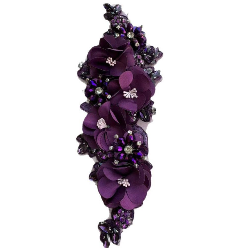 Аппликация из кружева с бусинами и стразами, объемная кристальная аппликация, пришитая вручную, приклеиваемая утюгом, сверкающая, из стеклянных бусин и кристаллов.