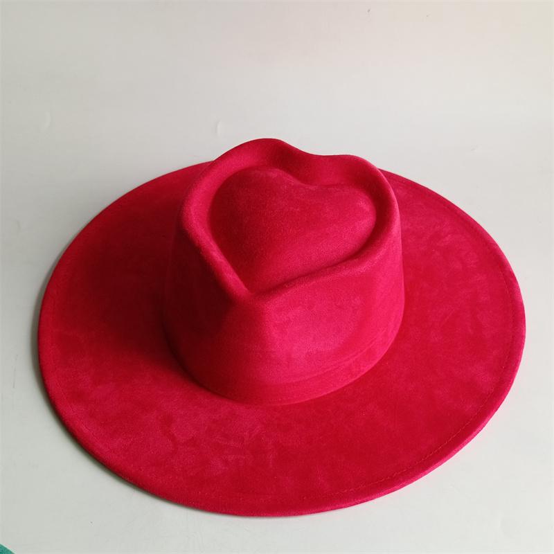 Vegan Suede Fedora Rancher Hats Blank Hats For Burning Multicolor Teardrop Shaped Top 9.5Cm Brim Unisex Jazz Hat Church Hat