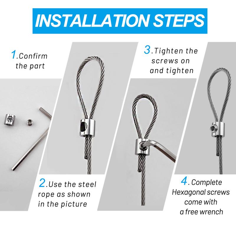 10pcs For 2mm Wire Rope Clamp Copper Suspension Clips Single Hole Retainer Clip Adjustable Screw Fixing Hardware Accessories