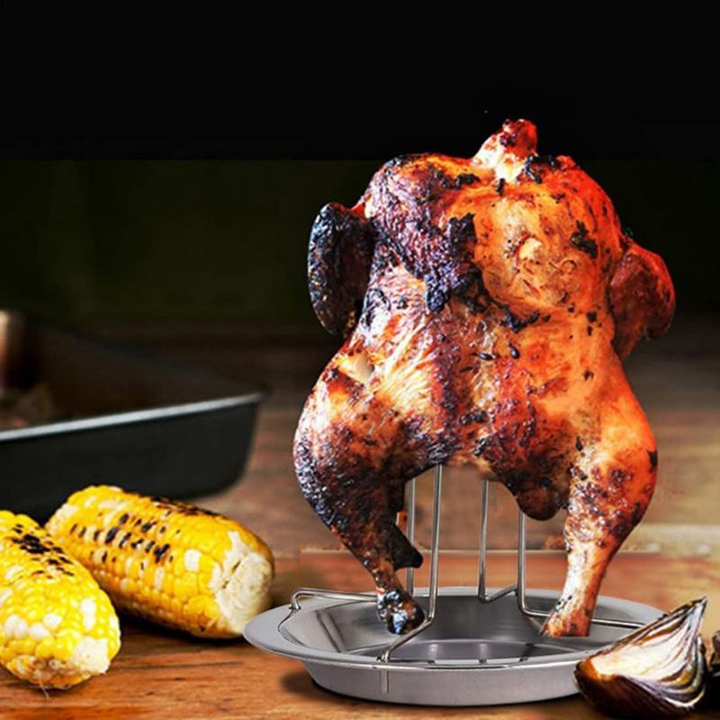 Подставка для гриля для курицы с антипригарным покрытием, подставка для жаровни пищевого качества с поддоном для сбора капель для курицы, держатель для курицы для духовки, новинка