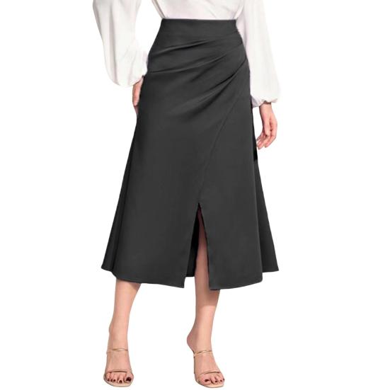 Женская юбка с высокой талией, однотонная, универсальный стиль, плиссированная юбка, утягивающий дизайн