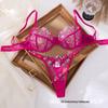 Красный цветочный вышитый комплект нижнего белья Meimei - Сладкий и сексуальный бюстгальтер 24088