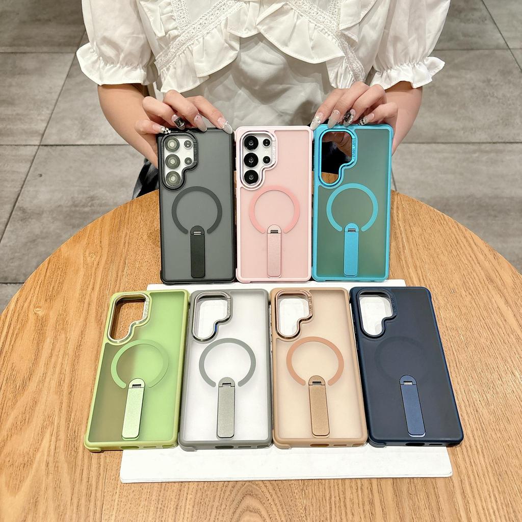 Samsung S25 Ultra Magnetic Phone Case, Frosted Stand, S24+ Drop-proof Protection
