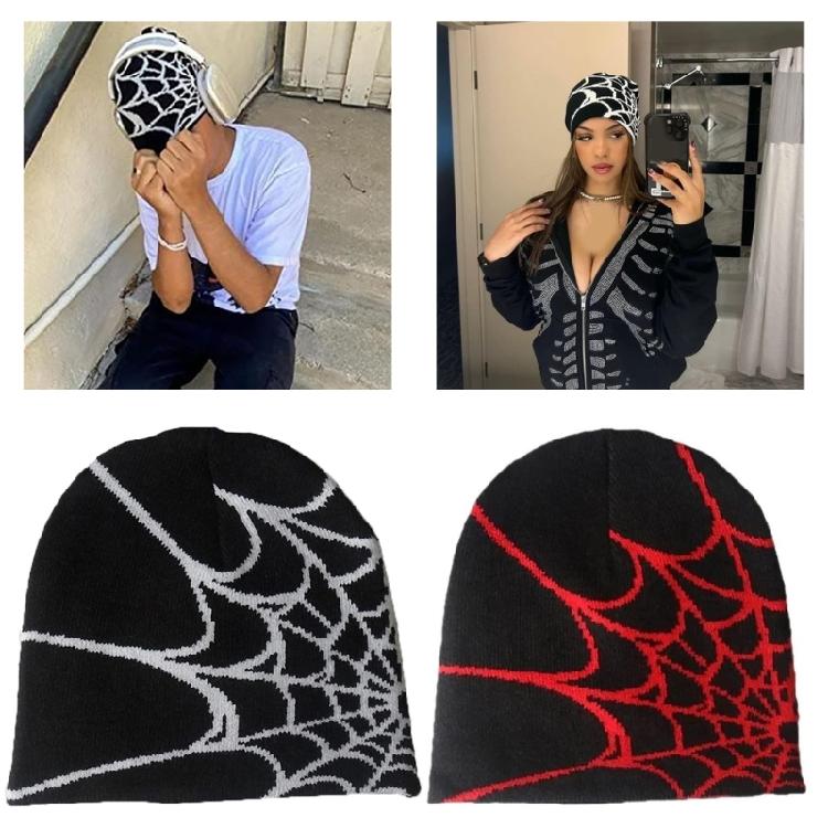 Spider Web Beanie Hat Y2K Beanie Knit Beanie Hat Spider Web Hat Y2k Baggy Slouchy Beanie Cap Skullies Beanie Skull Cap