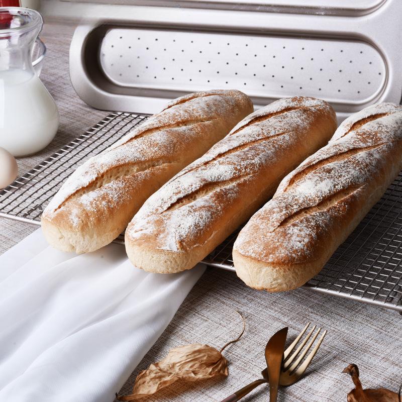 1 шт. Большая трехсекционная французская палочка из прочной углеродистой стали цвета шампанского, золотистого цвета, антипригарная форма для выпечки французского хлеба