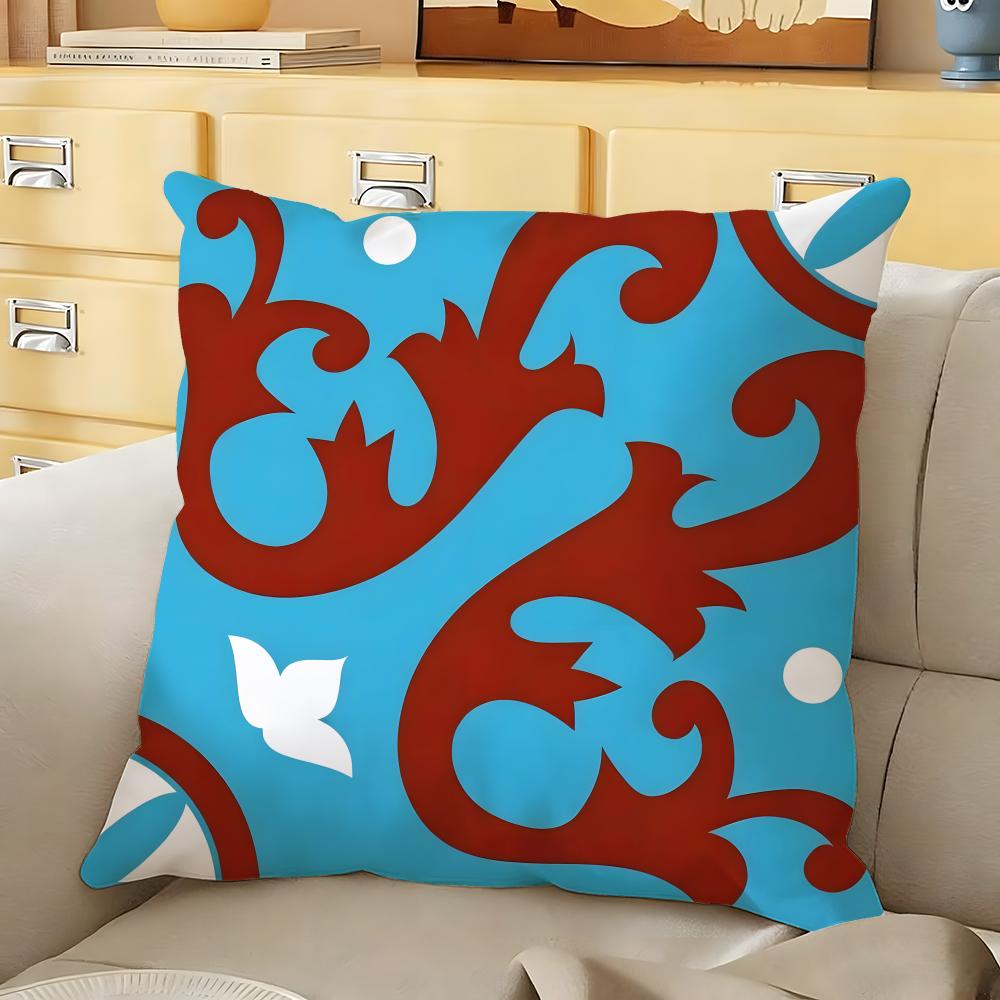 Exotic Portuguese Pattern Cushion Cover Soft Durable Reversible Pillow Cover Home Car MultiScene Daily Comfort Pillowcase