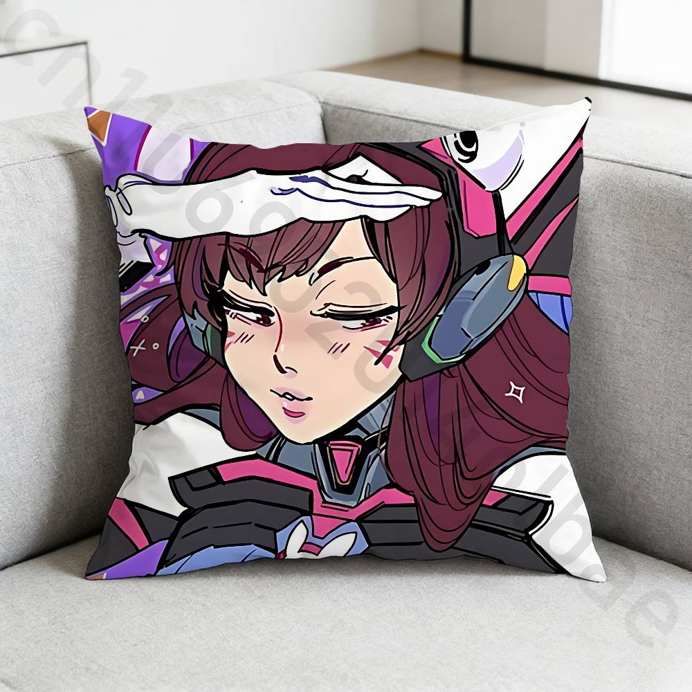 Game OOverwatchS Pillow Case Square DoubleSided Printing Short Plush Sofa Cushion Cover Bedroom Bedside Pillow