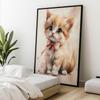 Uroczy Kotek Z Różową Kokardą Uroczy Kotek Z Różową Kokardą, 70X100 Cm, Rama Drewniana Ciemny Brąz, Papier Matowy 230 Gsm
