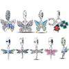 Sterling Silver S925 Sparking Dragonfly Butterfly Fit Original Bracelet Necklace DIY Bead For Women Jewelry Making Gift