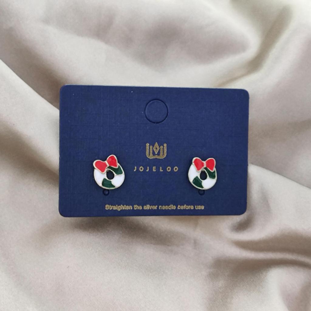 Gold-Plated Copper Christmas Stud Earrings: Snowman, Socks, and Reindeer Design