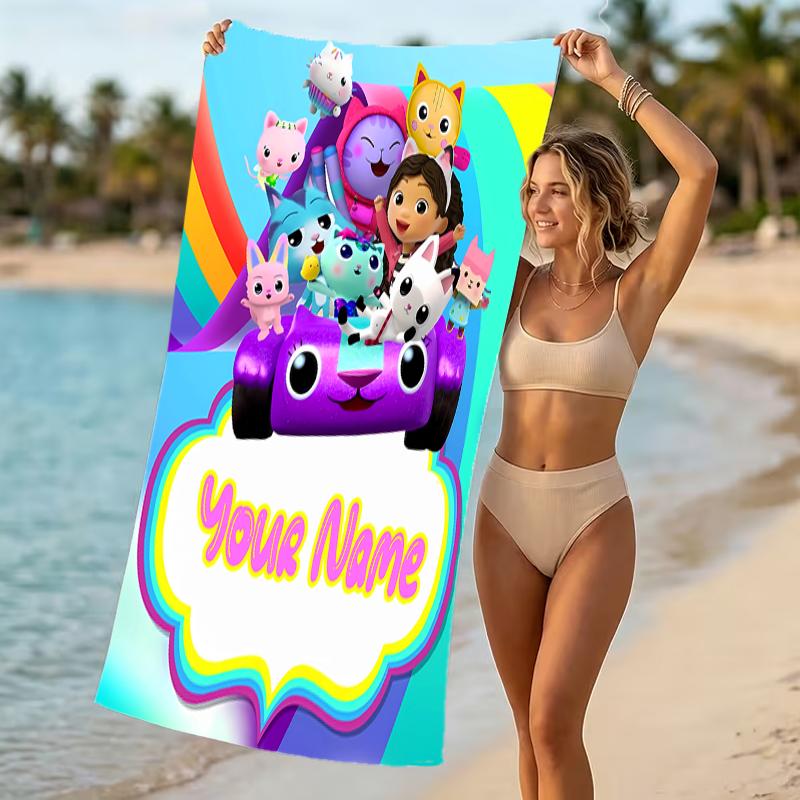 Customizable personalized beach towels Gabby's Dollhouse themed designs.Suitable for the beach, yoga, sports;ideal as beach accessories