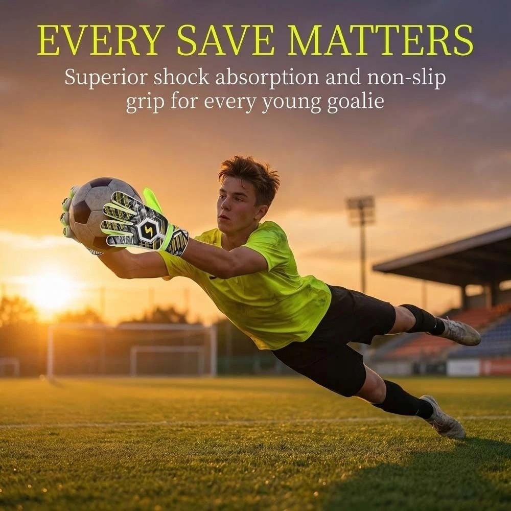 1 Pair Antiskid Kids Goalie Gloves Finger Protection Soccer Goalie Gloves Soccer Match