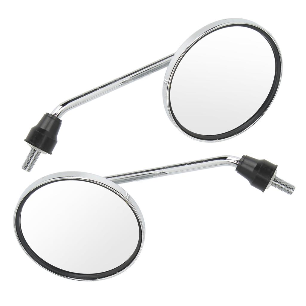 2pcs Motorcycle Rearview Mirror 8mm Thread Chrome Plated Round Universal for Street Bikes ATV