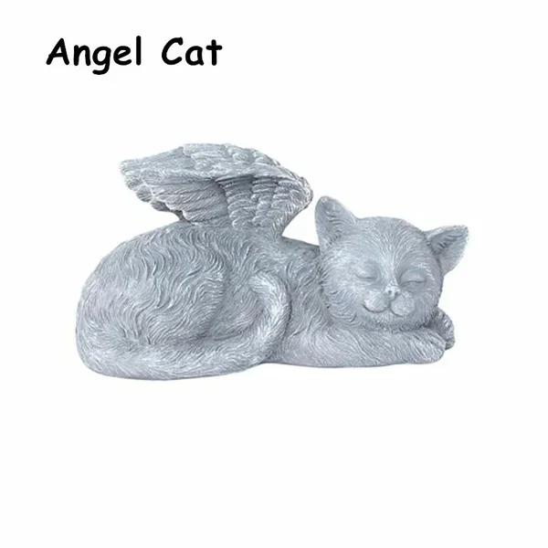 Resin Angel Dog Cat Statue Garden Decoration Puppy Tombstone Sculpture Ornament Garden Home Decor Gift