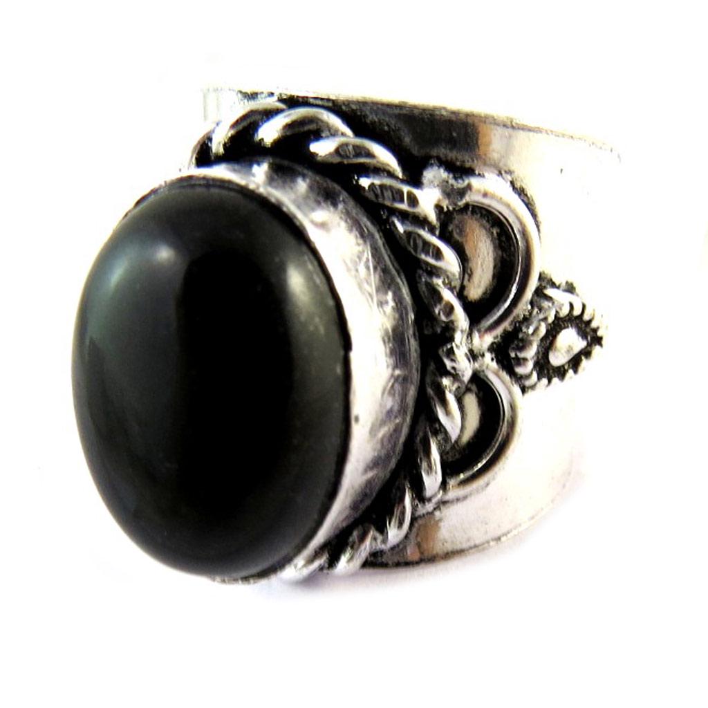 Les Trésors De Lily [N8122] — Серебристо-черное дизайнерское кольцо «Навахо»
