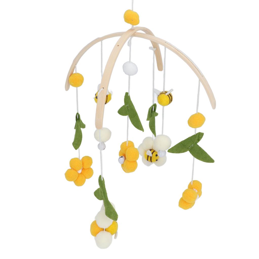 Bee Flower Crib Mobile Green Leaves Nursery Decoration Infant Bedroom Hanging Toy for Bassinet