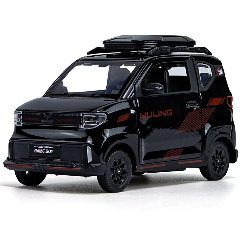 1/24 WuLing MINI EV GAME BOY Alloy Car Diecasts & Toy Vehicles Car Model Sound and Light Pull Back Car Toys for Kids Gifts