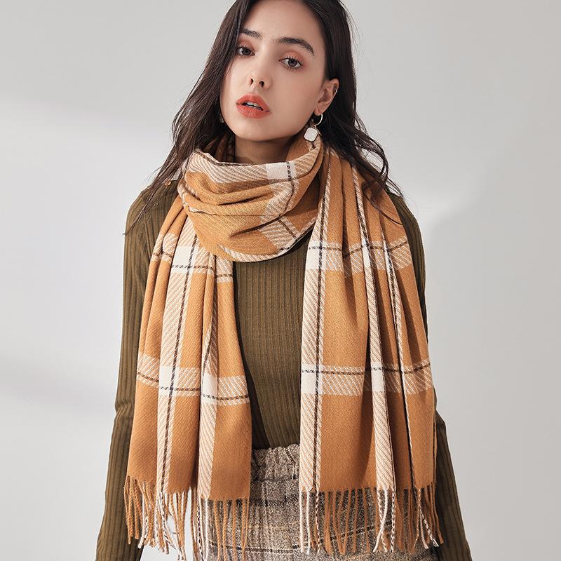 Scarf Woman Winter Sweet Warm Scarf Shawl 2025 Imitation Cashmere Scarf Plaid Scarf Shawl
