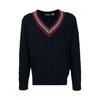 Polo FW21 Свитер с V-образным вырезом и косами Мужской свитер Синий 710834434-001