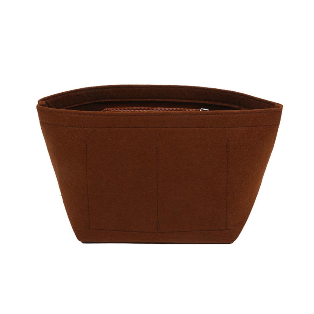 Felt Purse Organizer with Compartments Cosmetic Bag Portable Bucket Handbag Removable Inner Liner Women Suitable for Travel